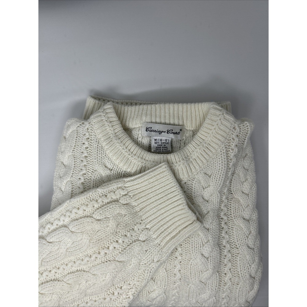 Vintage‎ Cream Cozy Cable Knit Sweater Grandpa Core Cottagecore Cozy Men's M